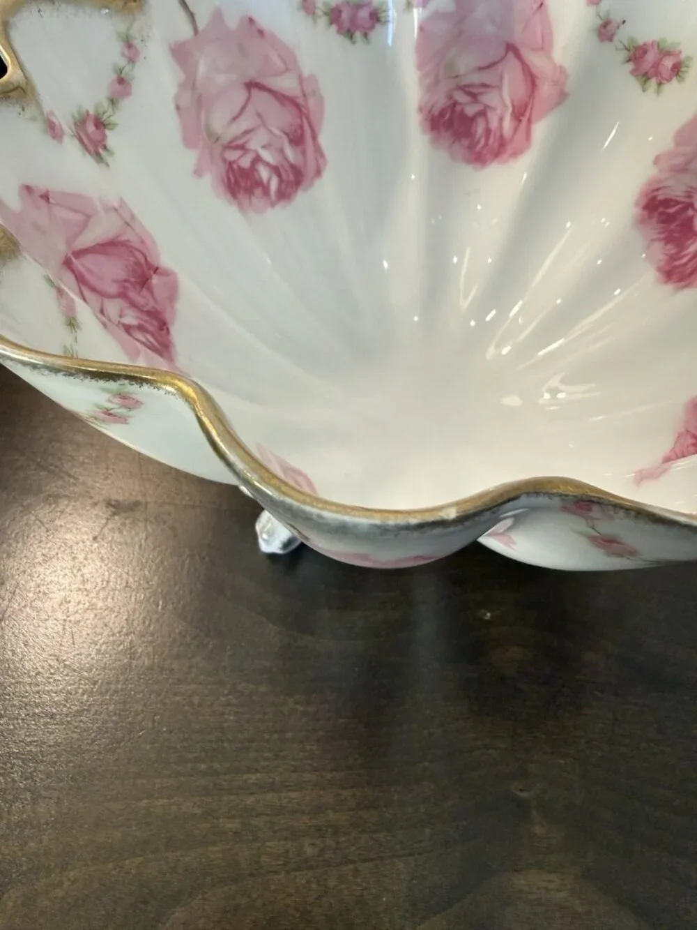 Antique c.1904-1924 Schwarzburg German Porcelain Footed Rose Bowl - Gold Trim